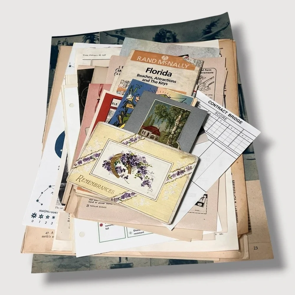 50+ piece Ephemera Lot 45 Collage Crafting Junk Journals Scrapbooking